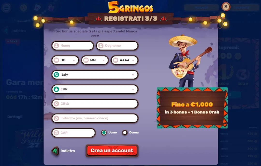 5Gringos Crea un account